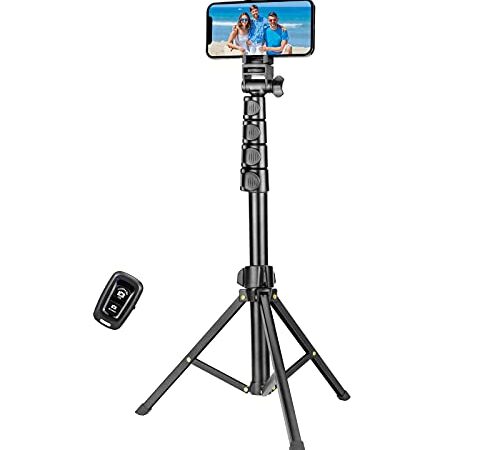 YOTOCversion 67 inch/1.7 Meter Phone Tripod Stand & Bluetooth Selfie Stick Tripod, Cellphone Tripod with Bluetooth Remote, Compatible with iPhone 14/13/13 Pro/12/12 pro/11/11 pro/8/7