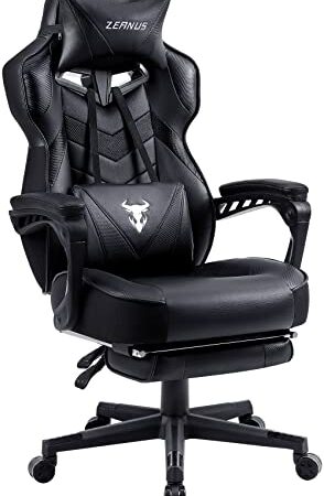 Zeanus Gaming Chairs for Adults Gaming Chair for Heavy People Recliner Computer Chair with Footrest Massage Gaming Chair Ergonomic Office Game Chair Recliner Racing Big and Tall Gaming Chair Black