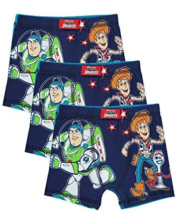 Boys Assorted 3-Pack Disney Toy Story 4 Themed Underwear Kids Boxers Briefs, Officially Licensed, Cotton Blend Fabric - 4