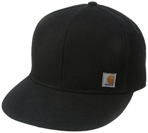 Carhartt Men's Firm Duck Flat Brim Cap, Black, One Size