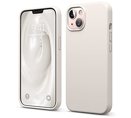 elago Compatible with iPhone 13 Case, Liquid Silicone Case, Full Body Screen Camera Protective Cover, Shockproof, Slim Phone Case, Anti-Scratch Soft Microfiber Lining, 6.1 inch (Stone)