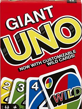 ​Giant UNO Card Game for Kids, Adults & Family Night, Oversized Cards & Customizable Wild Cards for 2-10 Players