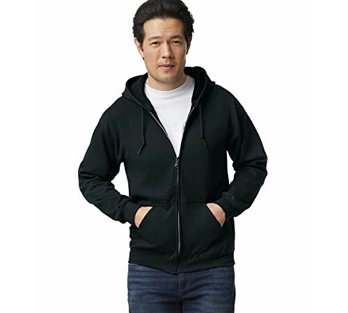 Gildan Adult Fleece Zip Hooded Sweatshirt, Style G18600, Black, X-Large