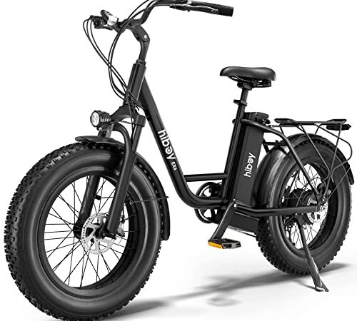 Hiboy EX6 Electric Bike for Adults, 500W Motor Electric Bike, 48V 15AH Removable Battery(Max 120KM Range), UP to 40KM/H Bicicleta Eléctrica, 20" 4.0 Fat Tire E-Bike, Shimano 7 Speed with Electric Horn (Black）