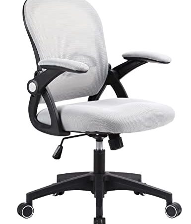 Home Office Chair Ergonomic Desk Chair Adjustable Height Mesh Computer Chair Swivel Task Chair with Flip-up Armrests (Grey/Black)