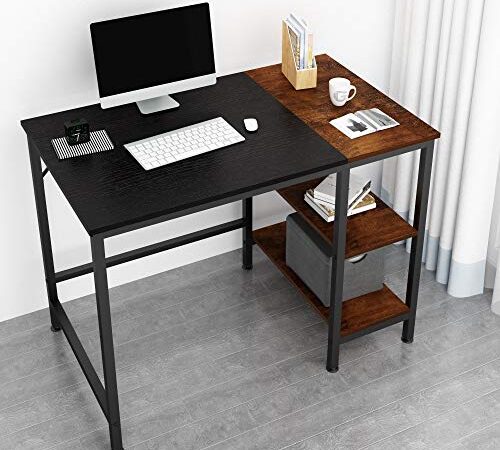 JOISCOPE Computer Desk,Latop Table,Study Table with Wooden Shelves,Industrial Table Made of Wood and Metal.40 inches(Black Oak Finish)