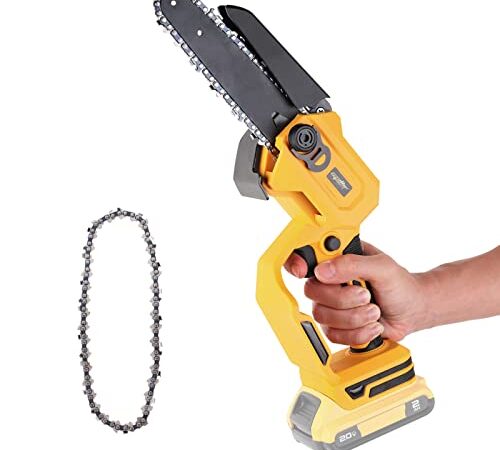 Mini Chainsaw 6-Inch for Dewalt 20V MAX Battery, Cordless Power Chain Saw with Security Lock, Brushless Handheld Electric Chainsaw for Wood Cutting Tree Trimming (Battery Not Included)