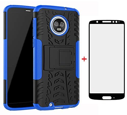 Moto G6 XW Case Heavy Duty Rugged Hybrid Grip Armor Full Body Protective Hard Cover Wallet with Ring Stand Kickstand Phone Case for Motorola Moto G6 Blue