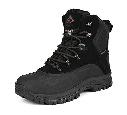 NORTIV 8 Men's 180411 Black Insulated Waterproof Construction Hiking Winter Snow Boots Size 10 M US