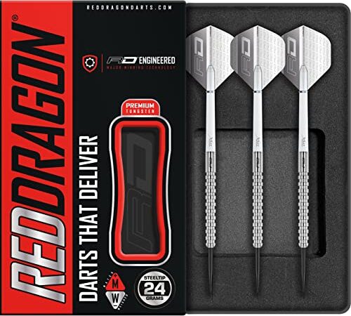 Red Dragon Javelin: 24g - 85% Tungsten Steel Darts with Flights and Stems