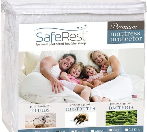 SafeRest Mattress Protector – Full, Premium, Cotton, Waterproof Mattress Cover Protectors – White