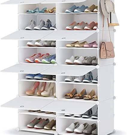 Shoe Rack, 8 Tier Shoe Storage Cabinet 32 Pair Plastic Shoe Shelves Organizer for Closet Hallway Bedroom Entryway