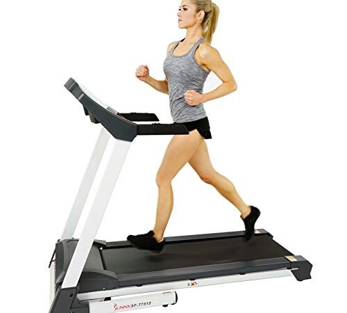 Sunny Health & Fitness SF-T7515 Smart Treadmill with Auto Incline, Speakers, Bluetooth, LCD and Pulse Monitor, Phone Function, 240 LB Max Weight, Grey