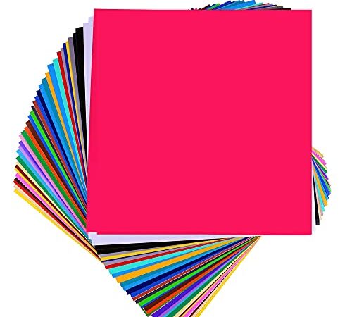 VinylsDepot 12X12 Permanent Adhesive Vinyl Sheets. Pack of 40 Sheets Assorted Colors.